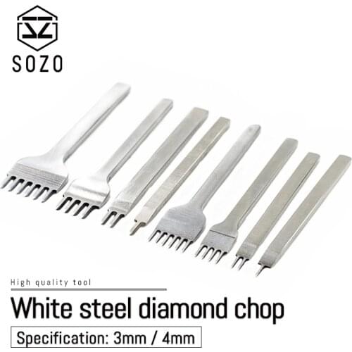 SOZO 3mm/4mm White Steel Diamond Chop Leather Craft Work Hole Punches Handmade Tool with 1/2/4/6 Teeths