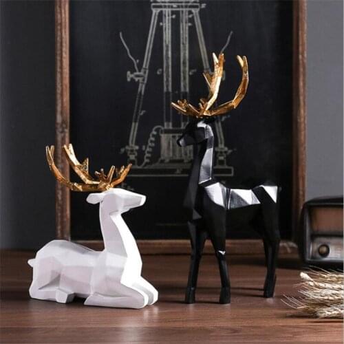 Tabletop Ornament Resin Statue Deers Sculpture Decoration Modern Figurine Nordic Home Decor