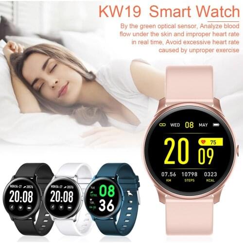 KW19 Smart Watch Women Men Sports Smart Bracelet Blood Pressure Blood Heart Rate Sleep Monitor Message Reminder for Android IOS