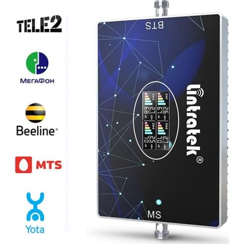 Lintratek 900 1800 2100 2600Mhz Signal Booster GSM 2G 3G 4G LTE Repeater AGC 70dB 20dBm Four-Band Amplifier Internet and Voice