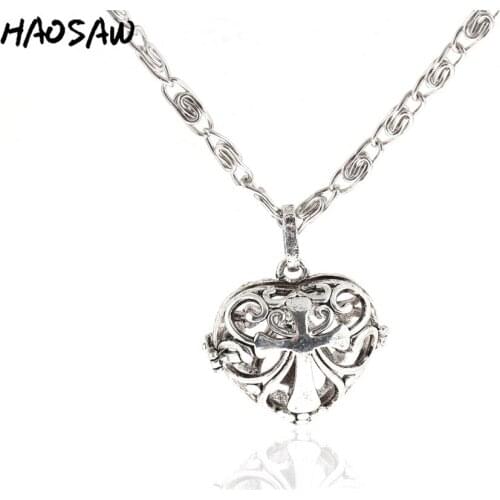 31mm Vintage Necklace Rhodium Heart Cross Shape Hollow Cage Delicate Pendant For Women Fashion Necklace Jewelry Findings