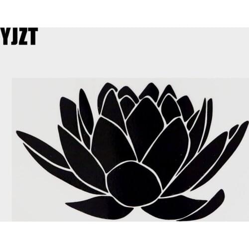 YJZT 13.6CM×8.1CM Plants Lotus Flower Vinyl Car Sticker Decal Black/Silver Car-styling 18B-0204