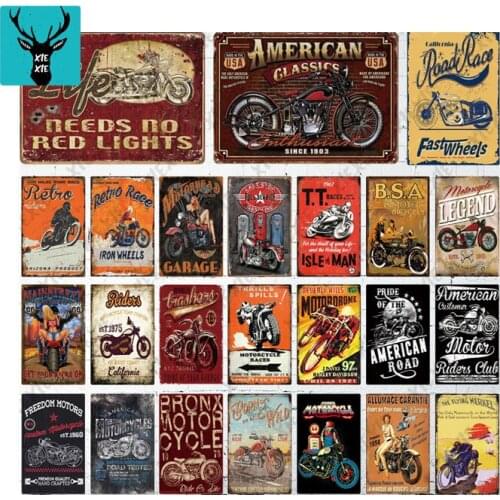 Motorcycle Tin Signs Retro Metal Sign Plaque Metal Vintage Wall Decor For Garage Bar Pub Man Cave Decorative Plate Iron Painting