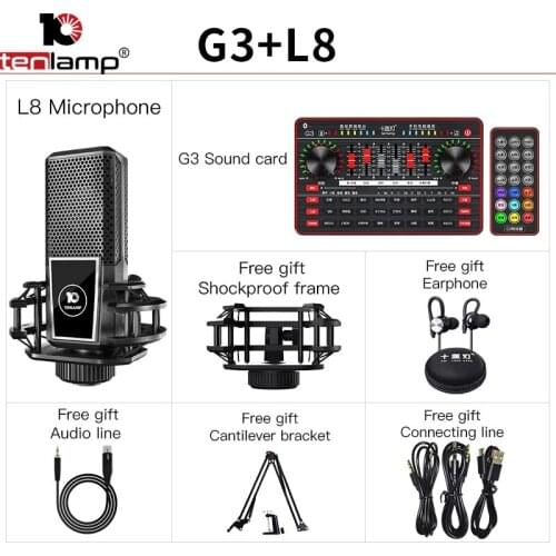 G3 Live Sound Card L8 Microphone Full Set Of Live Broadcast Equipment Webcast Sound Mixer USB Audio Sound Card For Phone Windows
