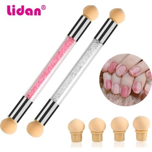1pack Double end nail art Dotting Blooming Sponge Gradient Nail Brushes Mirror Glitter Handle Acrylic Polish Picker Pen Manicure