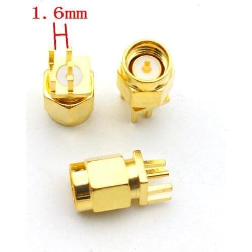 100pcs Brass SMA male plug solder for PCB clip edge mount RF connectors adapter