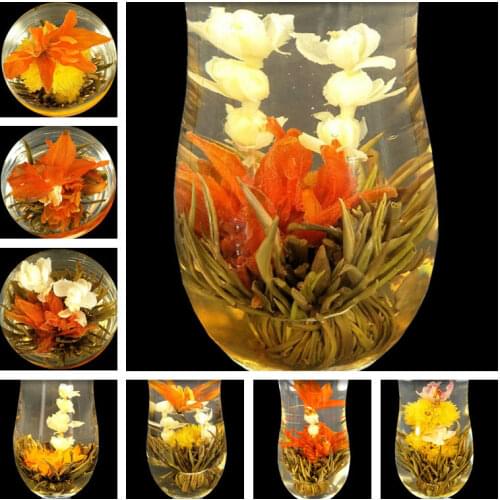 16 Pieces Blooming Tea 2021 Different Flower Handmade Flower Tea Chinese Flowering Balls Herbal Crafts Flowers Gift Packing