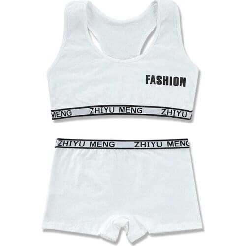 3Sets/lot Girls Underwear Camisole Cotton Hipster 8-14Y Kids Girls Training Summer Sport Bra Set