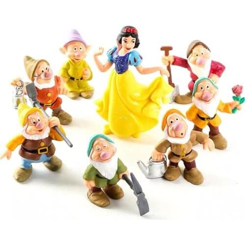 8Pcs/Set Disney Movie Snow White And The Seven Dwarfs Action Figure Snow Princess Pretty Dolls Collection Children Toys Girls
