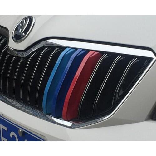 ABS paint in the grille decorative strip three-color bright for 2017 Skoda Rapid 3pcs
