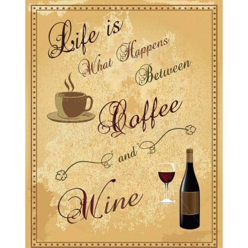 COFFEE AND WINE LARGE METAL TIN SIGN POSTER VINTAGE STYLE PLAQUE
