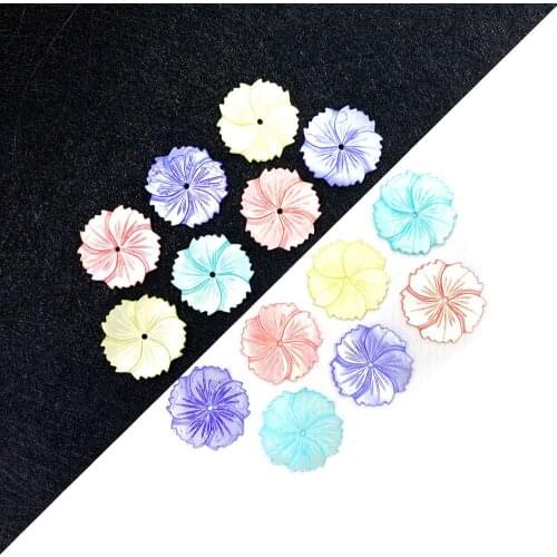 5PCS Natural Shell Dyed Five Petal Flower 23mm Colorful Shell Carved Beads Woman Fashion Jewelry Earrings Necklace Accessories