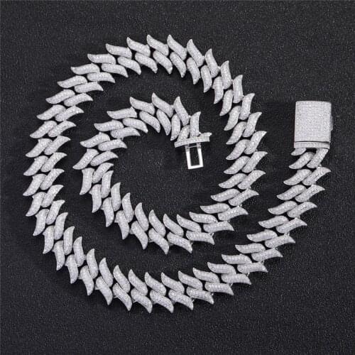 18MM Thorn Shape Cuban Link Chains Luxury Bling Iced Out Cubic Zircon Necklaces Fashion Hip Hop Jewelry For Men Gifts