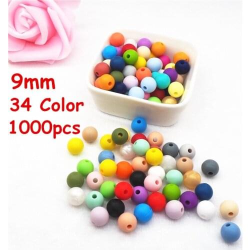 Chengkai 1000pcs 9mm Silicone Teether Beads DIY Baby Pacifier Dummy Jewelry Making Soother Toy Loose Round Beads BPA Free