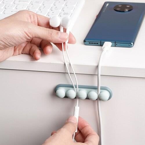 Cable Holder Cable Winder Protector Management Organizer Finishing Desktop Phone Cables Silicone Tie Fixer Wire Management