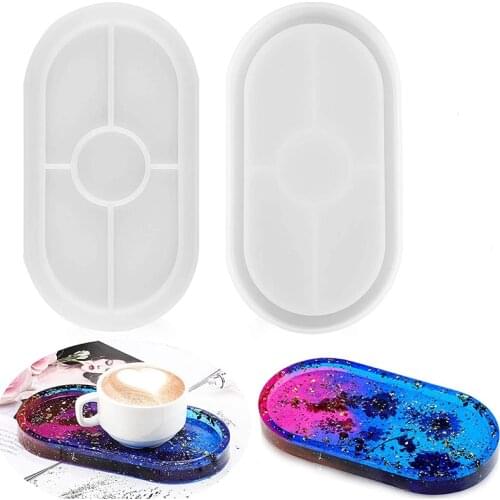 Oval Tray Resin Mold Ashtray Coaster Flexible Silicone Epoxy Mould Plate Dish Casting Molds For Home Decoration Supplies