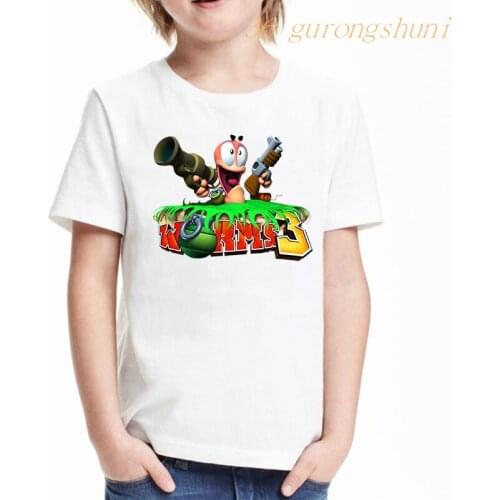 Boy t shirt for girls tops worms 3d game 3 children cartoon graphic tee summer tops kids clothes girls 8 to 12 boys t shirts