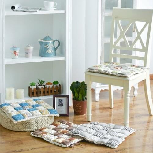 1pcs Cotton Breathable Thick Pastoral Style Printing Flower Seat Cushion Sofa Car Mat Home Kitchen Chair Sit Pad Mat Pillows