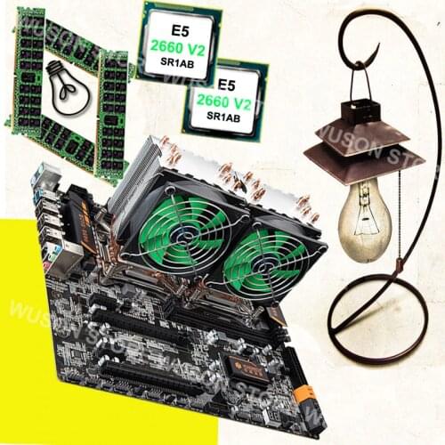 Discount desktop motherboard bundle HUANAN ZHI dual CPU X79 motherboard dual CPU Intel Xeon E5 2660 V2 with coolers 32G REG ECC