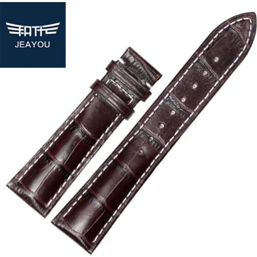 JEAYOU High Quality Soft Calfskin Leather Men Watch Strap For Tissot/Omega/IWC