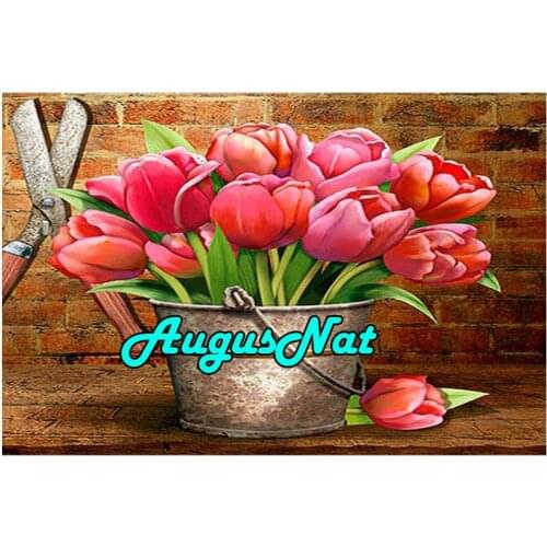 Red flowers diamond painting tulips vase diamant embroidery picture diamond dots sticker oil paint by numbers canvas new arrival