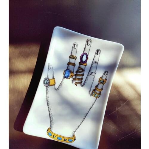 Ceramic Storage Tray Jewelry Display Plate Hand Owl Red Lip Fashion Milan Dessert Fruit Cake Tray Home Decoration Organizer