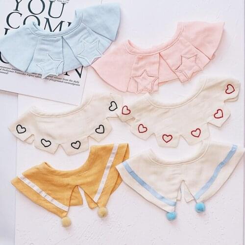 3pcs Set Ins Nordic Style Baby Bib Cotton Gauze Infant Baby Burp Cloth Saliva Towel Embroidery Fake Collar Decorative Aaccessory