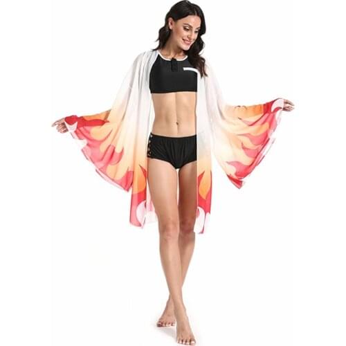 Anime Demon Slayer Kimetsu no Yaiba Rengoku Kyoujurou Bikini Beach Swimsuit Set Cosplay Costume Swimwear