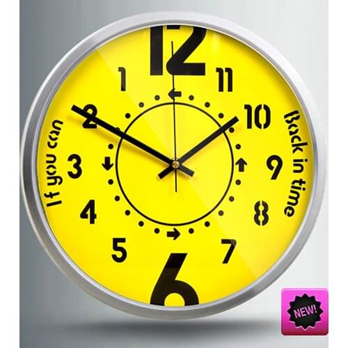 Creative Reverse Direction Wall Clock Yellow Time Home Decor Pow Patrol Guess Women Modern Design Relogio Parede Gift Ideas ZB85