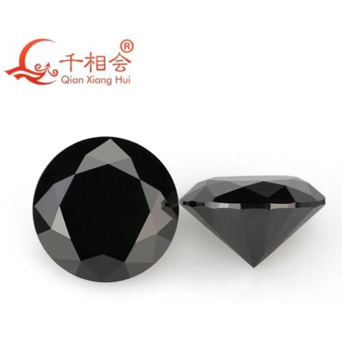 3mm to 12mm black color Round Brilliant cut Sic material moissanite loose stone