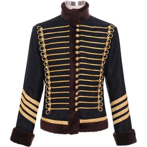 Cosplaydiy My Chemical Romance Parade Winter Jacket Coat Womens Military Parade Brown Trims with Faux Fur Jacket L321