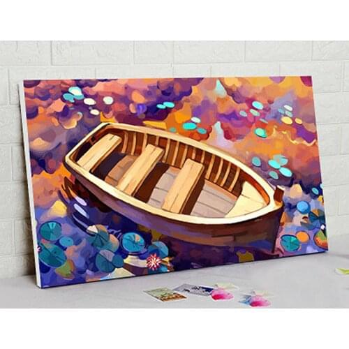 Diy digital painting cartoon Landscape painting digital paint by numbers boat modular painting gift for kids