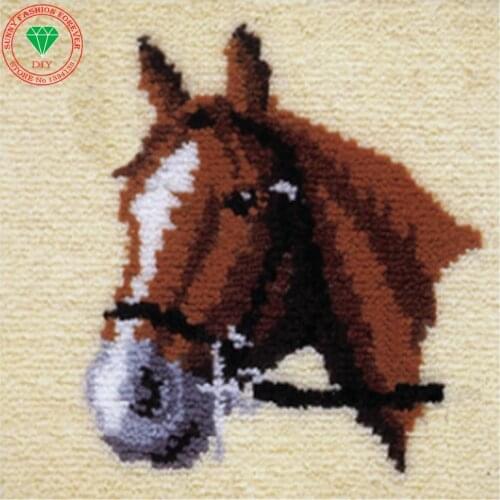 Horse back cushion embroidery kit Needlework Cross-stitch cushion Diy Pillowcase sets embroidery thread Latch hook rug kits