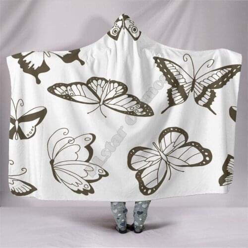 Butterfly Dance 3d printed Hooded Blanket Adult colorful child Sherpa Fleece Wearable Blanket Microfiber Bedding