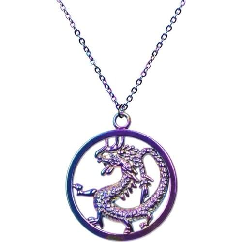 Rainbow Dragon Necklaces For Men Womens Jewelry Hip Hop Style Necklace Pendant Choker Link Chain On The Neck Vintage Accessory