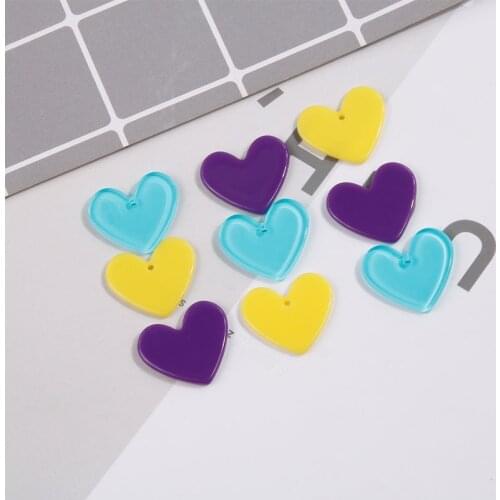 10 PCS 21x24mm Fashion Resin Acrylic Heart Charms DIY Earrings Accessories For Jewelry Making