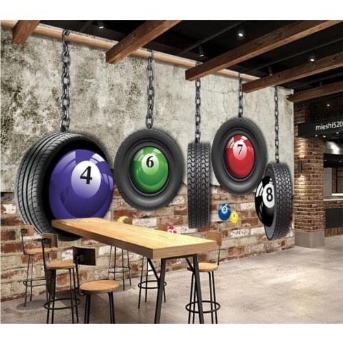 Custom wallpaper 3d photo mural retro style tire billiard room tooling background living room bedroom cafe gym decorative обои