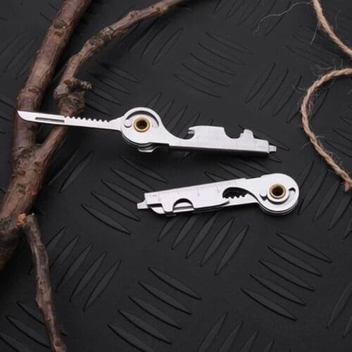 Portable Multi-function Screwdriver Key Ring Stainless Steel Creative Folding Knife 6-in-one Combination Outdoor Survival Tool