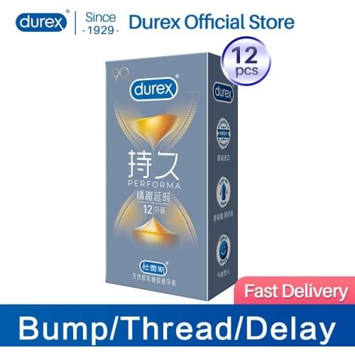 Durex Condoms 12pcs 3D Spike Dotted Ribbed G-Spot Cock Sleeve for Penis Natural Rubber Latex Condom Sex Toys Goods for Adults