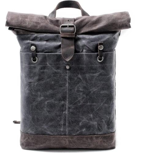 Waxed canvas backpack 15.6 Inch Laptop (Oil wax waterproof)rucksack vintage computer Backpack for Men&women, school backpack