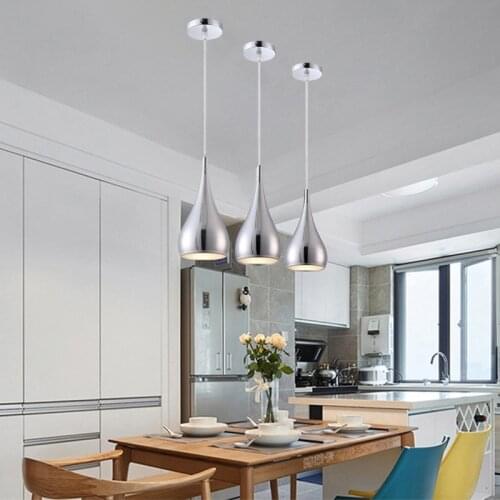 Bar Pendant Lighting Silver Modern Pendant Lights Kitchen Island Light Study Bedroom Home Pendant Room Ceiling Lamp Include Bulb