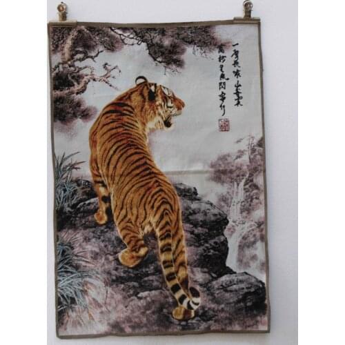 Tibet estatuas de seda bordadas en la colina Tigre Thangka pintura familia decoración de la pared bordado