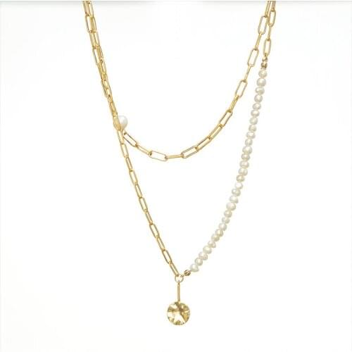 Jaeeyin 2020 Trend Delicate Unusual Multi-layer Necklaces Clavicle Chain Portrait Coin Christmas New Year Girlfriend Gift