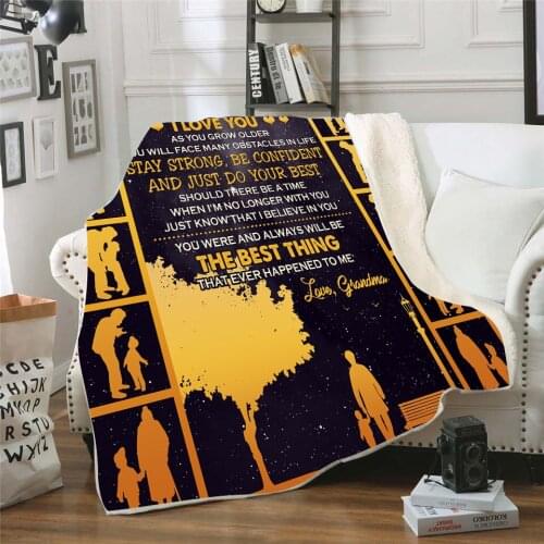 My Dear Grandson 3d printed fleece blanket for Beds Hiking Picnic Thick Quilt Fashionable Bedspread Sherpa Throw Blanket