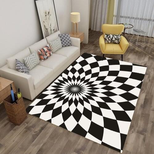 Geometry Style Carpet 3D Printed Black and White Optical Illusion Bedroom Living Room Area Rectangle Rug Home Decor Modern Mats
