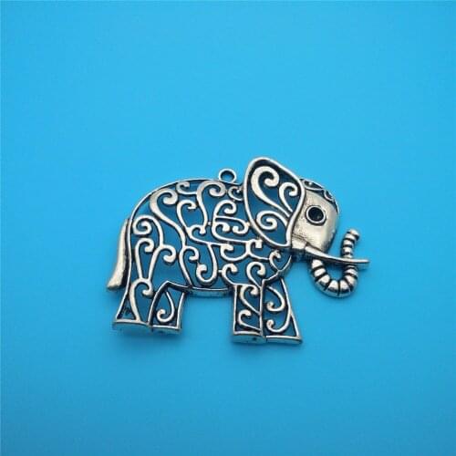 Vintage Silver Hollow Elephant Charms Pendants For Jewelry Making Bracelet Necklace Crafts Handmade Accessories Gifts HOT Z1071