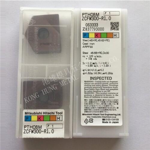 ZCFW300-R1.0 PTH08M Original Hitachi Carbide Inserts Milling Inserts Lathe Tools 2Pcs/Lot