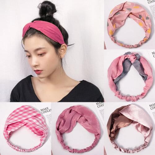 Fashion Women Summer Bohemian Hair Bands Pink Headbands Vintage Cross Turban Bandage Bandanas HairBands Hair Accessories Girls