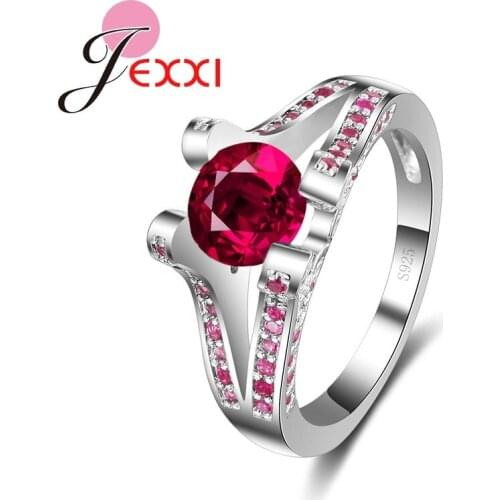 Women Wedding Engagement Rings Fashion Rose Cubic Zirconia 925 Sterling Silver Anniversary Finger Ring For Lady