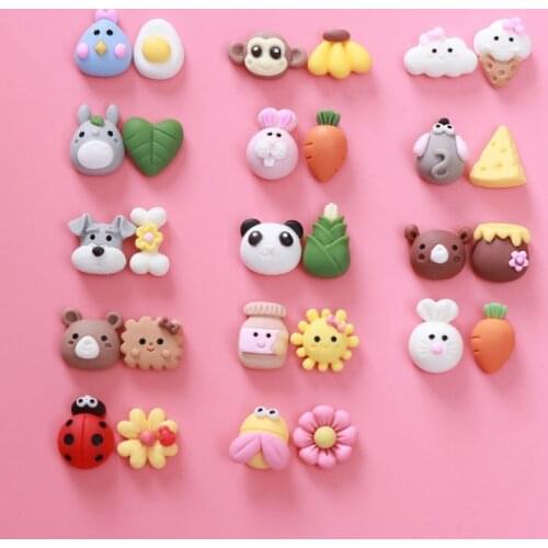 10Sets mixed Cartoon Animal Fruits Flat back Resin Cabochon Accessories DIY Decoration Scrapbooking Craft for Hair Bows Centers